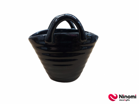 Керамический вазон "Корзинка" черная L - Фото