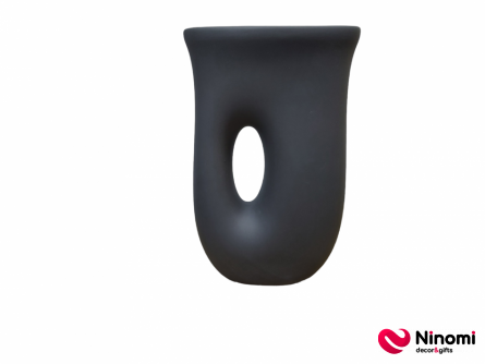 керамическая ваза с отверстием черная L - Фото