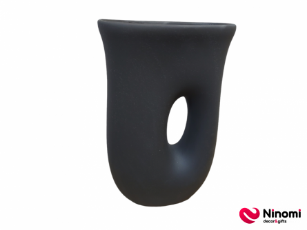 керамическая ваза с отверстием черная L - Фото