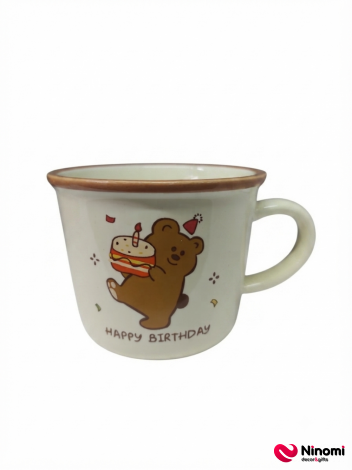 Керамическая кружка "Happy birthday" с мишкой