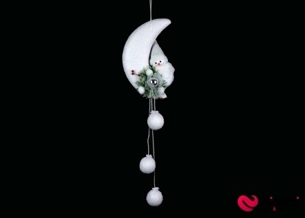 Декор подвесной "Снеговичок на луне" - Фото