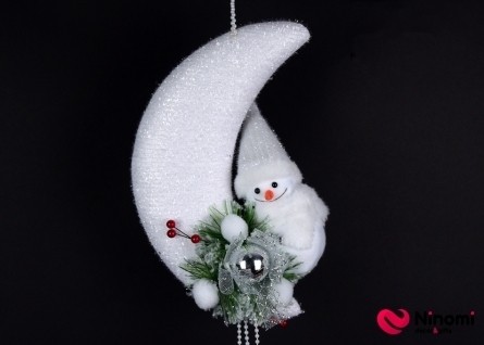Декор подвесной "Снеговичок на луне" - Фото