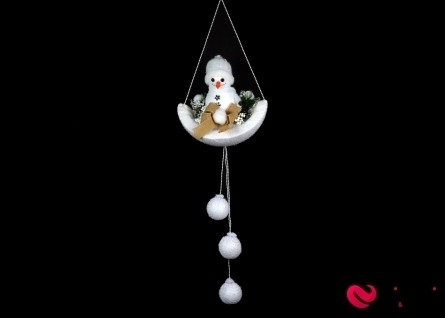 Декор подвесной "Снеговичок со снежками" - Фото
