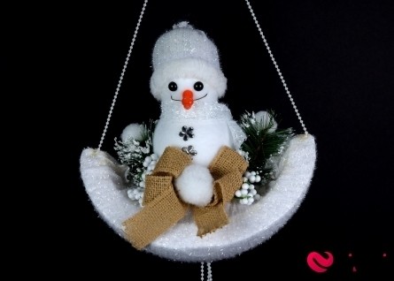 Декор подвесной "Снеговичок со снежками" - Фото