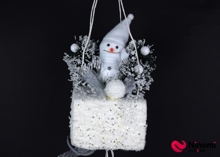 Декор подвесной "Снеговик в лесу" - Фото