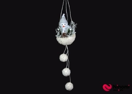 Декор подвесной "Снеговик на сугробе" - Фото