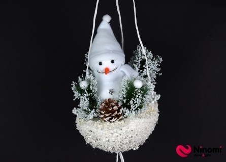 Декор подвесной "Снеговик на сугробе" - Фото