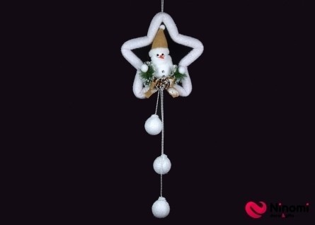 Декор подвесной "Снеговик на звезде" - Фото