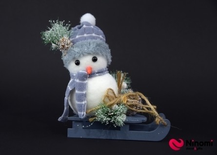 Елочная игрушка "Снеговик на санках" - Фото