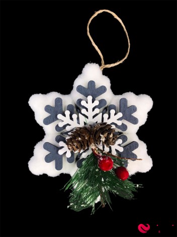 Елочная игрушка " Снежинка с декором - Фото