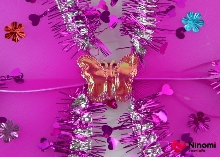 Набор "Крыло Бабочка" с дождиком малиновый - Фото