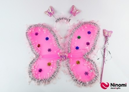 Набор «Крыло Бабочки» с дождиком розовый - Фото