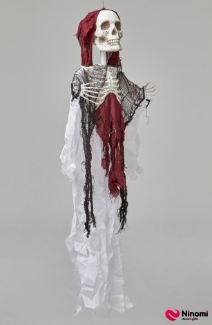 Подвесной декор "Скелет в белой мантии" с мигающими глазами - Фото