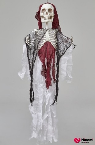 Подвесной декор "Скелет в белой мантии" с мигающими глазами - Фото