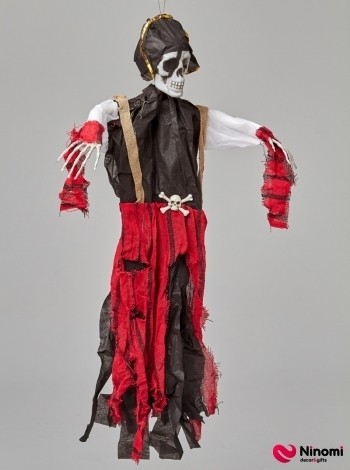 Подвесной декор "Скелет пирата в красном" - Фото